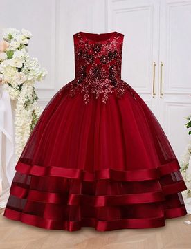 Vestido de princesa de tul blanco para niñas, vestido de dama de honor para boda, recital, piano, fiesta de cumpleaños