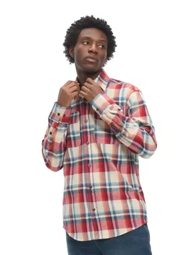 Chemise à Manches Longues Sullivan Ecru Red Blue Check S