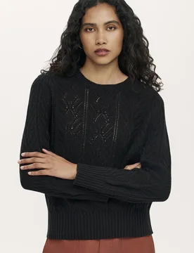 Valerie Round Neck Knitted Sweater - Black - Size: 24 - Finery London - FashionsVida