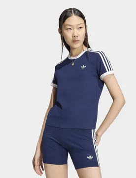 Womens T-shirt 3 Stripes Slim - Blu, blu blu Donna taglia 2XL - Adidas - FashionsVida