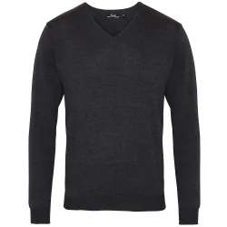 Mens V-Neck Knitted Sweater (Charcoal) - Size 3xl