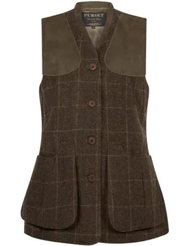 Chaleco tiradora de mujer Check Loden Shooting - Purdey - FashionsVida