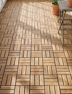 Piastrelle modulari da giardino con superficie in legno 4 pack - marrone