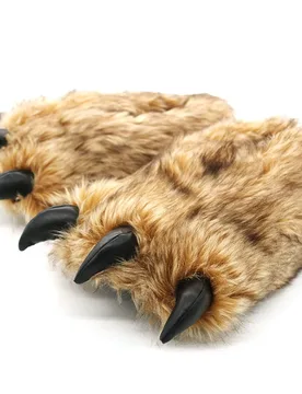 Chunky Warm Bear Paw Slippers for Home Husband Creative Funny Slipper Man Woman Indoor Fluffy Shoes Animal Soft Slippers - Aliexpress - FashionsVida