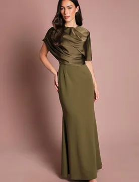 Women's Slinky Draped Detail Fishtail Maxi Dress in Olive Size: 12 - Olive - Size: 12 - Coast - FashionsVida