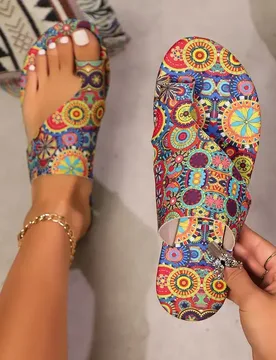 Size Sandals Women's Ethnic Style 2026 Summer New Breathable Printing Cover Toe Roman Style Cool Slippers - Aliexpress - FashionsVida