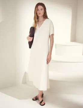Vestido liso con manga corta - Woman El Corte Inglés - FashionsVida