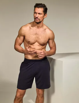 Cotton Modal Stretch Sleep Shorts Navy male - David Gandy Wellwear - FashionsVida