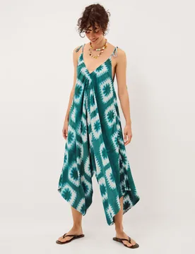 Printed Wide Leg Jumpsuit Teal Mix female - Monsoon - FashionsVida