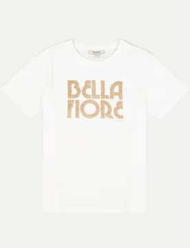 T-Shirt mit Glitzer Schriftzug Weiß M - Garcia - FashionsVida