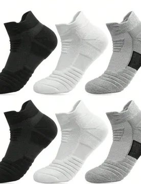 Pares de calcetines deportivos de tobillo gruesos para hombres, que absorben la humedad para tenis, bádminton, correr, baloncesto - Shein - FashionsVida