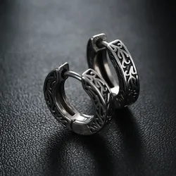 Vintage Ethnic Pattern Titanium Steel Earrings Unisex Unique Design Premium Daily Ear Jewelry