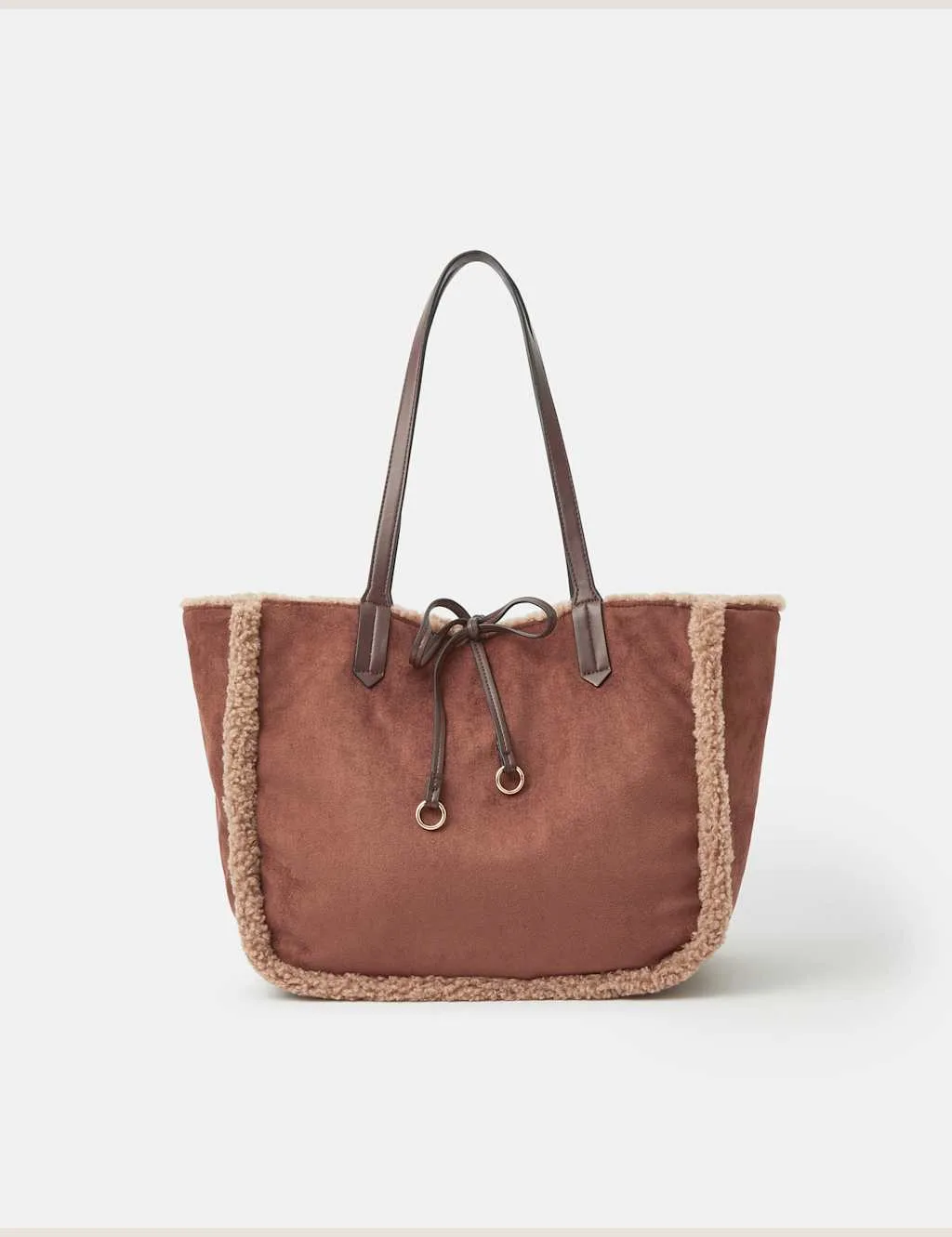 Faux Shearling Reversible Shoulder Bag Cream female - Accessorize - FashionsVida