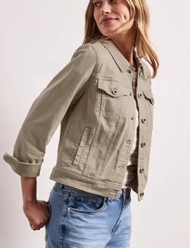 Jacke im Colored-Denim-Look mit Taschen female Beige