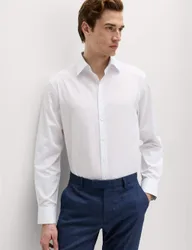 Regular Fit Easy Iron Cotton Blend Shirt White Mix male