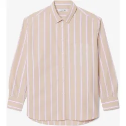 Camisa de mujer oversized de popelín de algodón en rosa de manga larga