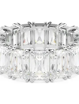 Anello Matrix Vittore, Taglio baguette, Bianco, Placcato rodio 50 - Swarovski - FashionsVida