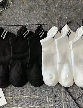 Pares (3 negros, 3 blancos) de calcetines deportivos de rayas, para gimnasio, otoño - Shein - FashionsVida
