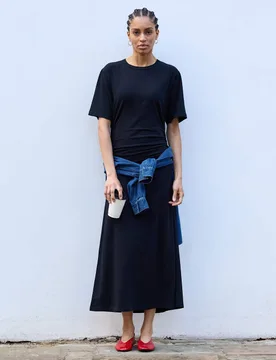 Cotton-Rich Jersey Midi Skater Dress Black female - Baukjen - FashionsVida