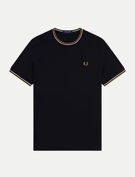 T-Shirt mit Doppelstreifen Schwarz M - Fred perry - FashionsVida