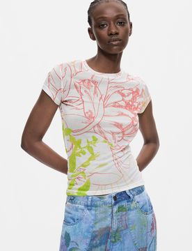Camiseta Punto Estampada, Mujer, Modal, XS