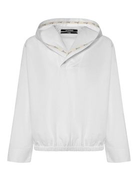 Top Marin in cotone con cappuccio