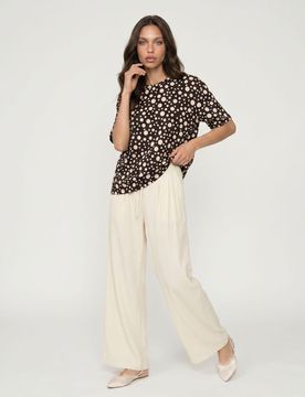 T-shirt in cotone a pois - marrone scuro