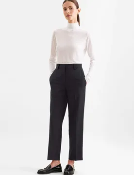 Schmale Hose mit Bügelfalten aus einer Wollmischung Blau 36 - Seidensticker - FashionsVida