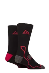 Mens 2 Pair Bamboo Boot Socks Black / Red 6 -11 - Black - Size: 6-11 UK
