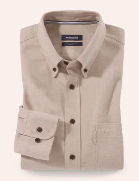 Flanell-Hemd aus Baumwolle, Regular Fit#noch offen: Größenlauf, Farbe Braun, 43/44, Kent-Kragen mit Button-down weicher Baumwoll-Flanell Herren - Walbusch - FashionsVida