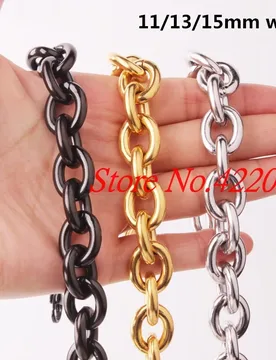 Granny Chic 8/11/13/15mm Mens Chain Silver Gold Black color Stainless Steel Big O Oval Chain Necklace Top quality Jewelry - Aliexpress - FashionsVida
