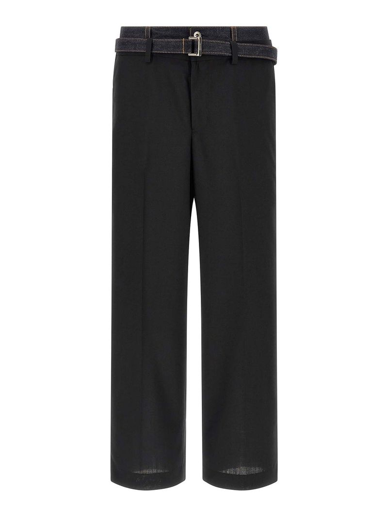 Pantaloni con inserto in denim