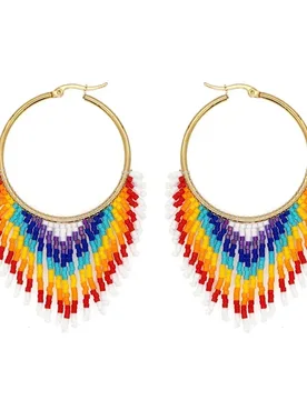 Original Handmade Beaded Earrings Bead Earrings Hand Knitting Circle Beading Rainbow Originality Design Bohemia Earring - Aliexpress - FashionsVida