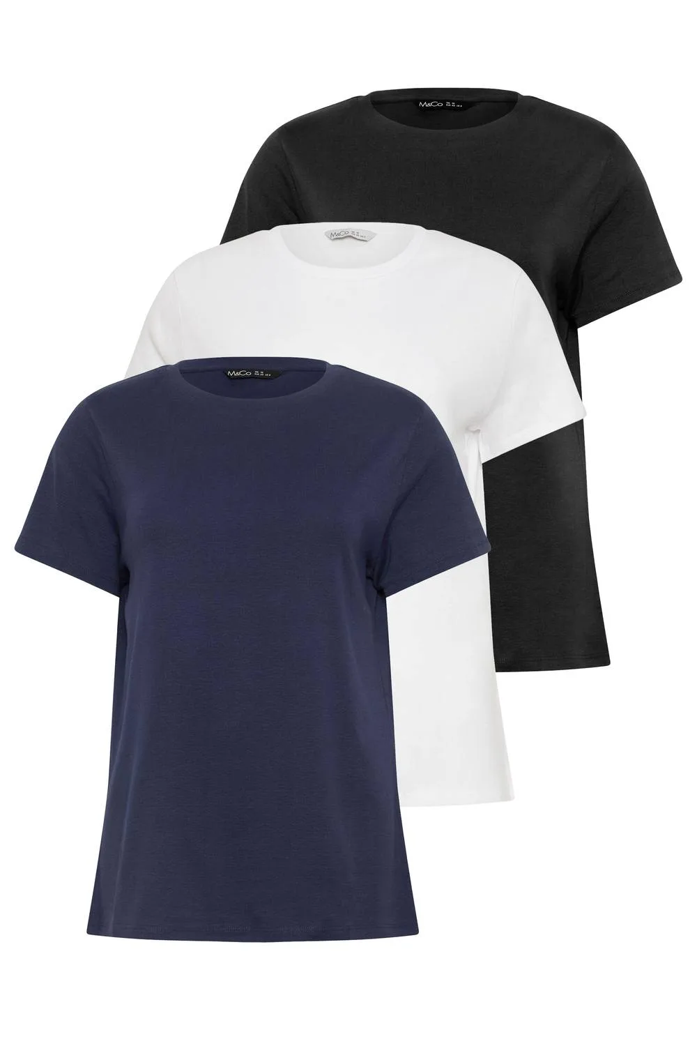 Women's 3 Pack Cotton T-Shirts Size: 16 - Multicolor - Size: 16 - M&Co - FashionsVida