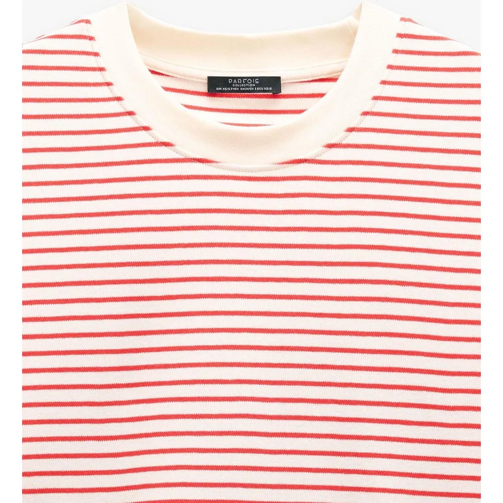 Camiseta de mujer 100% algodón de manga corta con estampado de rayas - Parfois - FashionsVida