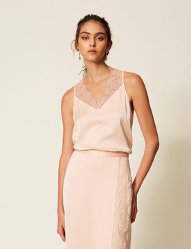 Twinset Top en satin et dentelle