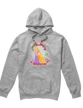 Men's Tangled Birthday Princess With Rapunzel & Pascal Hoodie Light Grey Size: Large - Light Grey - Size: L - Disney - FashionsVida
