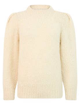 Style Balloon Sleeve Wool Sweater with High Collar