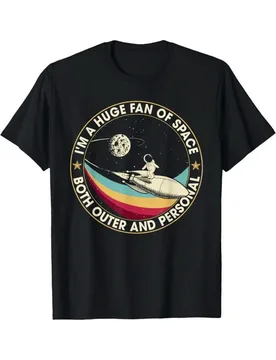 I'm a HUGE FAN OF BOTH OUTER AND PERSONAL SPACE" Astronaut&Rocket Graphic-100% cotton printed men's T-shirt - Aliexpress - FashionsVida