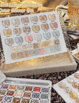 Colores de esmalte de uñas con brillo, gel de arte de uñas semi-sólido de alta pigmentación para manicura DIY en salón - Shein - FashionsVida