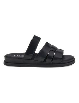 Ciabatte nere in vera pelle con strappo in velcro 1456531 38