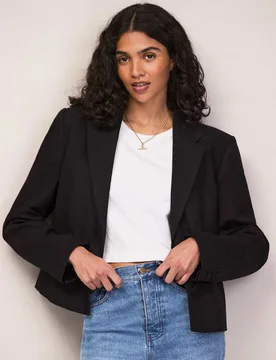 Cotton Rich Cropped Blazer Black female - RO&ZO - FashionsVida
