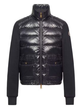 Down-Filled Stand Collar Zip Closure Sweater - Size S