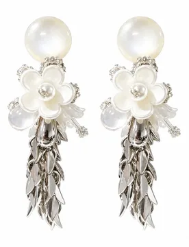 Chic Cool Style Floral Wheat Leaf Pearl Tassel Earrings Light Luxury Advanced Texture Women Cocktail Premium Present - Aliexpress - FashionsVida