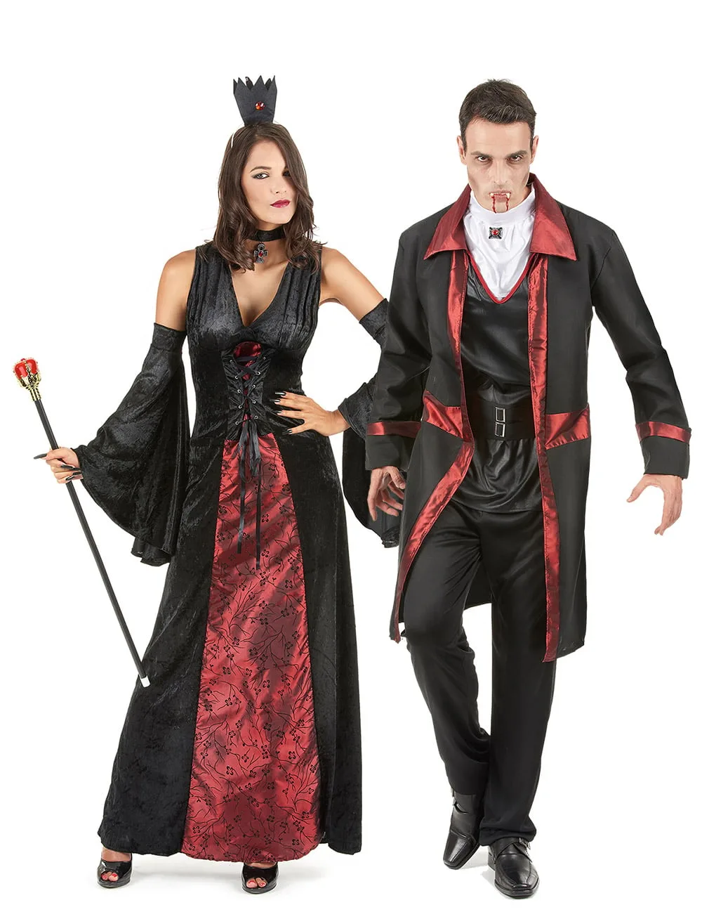Mittelalterliches Vampir-Paarkostüm schwarz-rot - BCI - FashionsVida