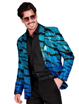 Pailletten Anzugjacke für Herren blau-getigert - male - Widmann - FashionsVida