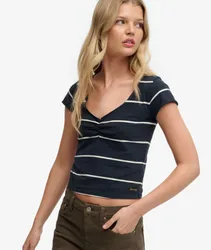 Superdry Damen Athletic Essentials Top mit Schmaler Passform Navy - Größe: 38