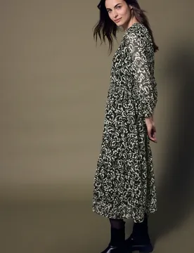 Street One Chiffon Midi-Kleid mit Print female Schwarz