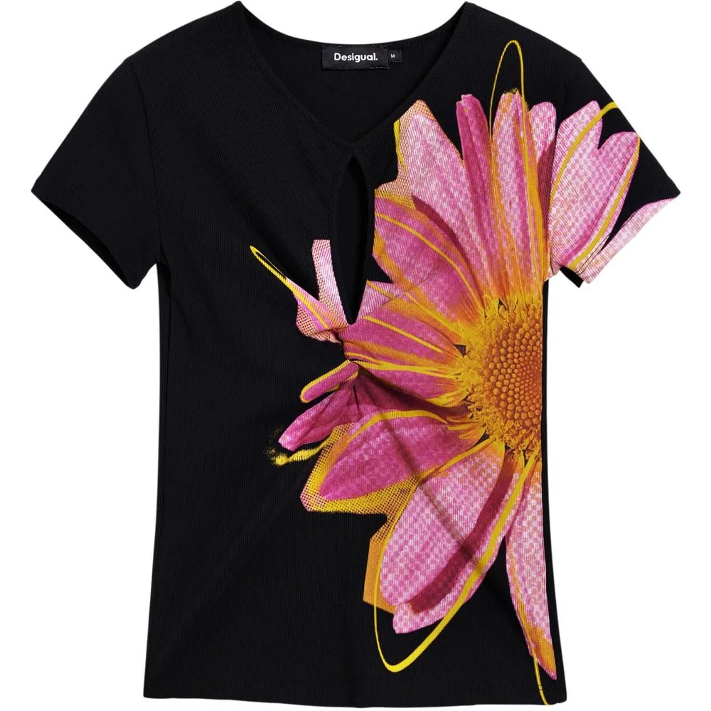 Camiseta de mujer abertura flor - Desigual - FashionsVida