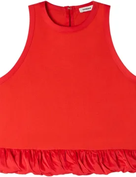 Top de mujer 100% algodón sin mangas con doble volante - sandro - FashionsVida